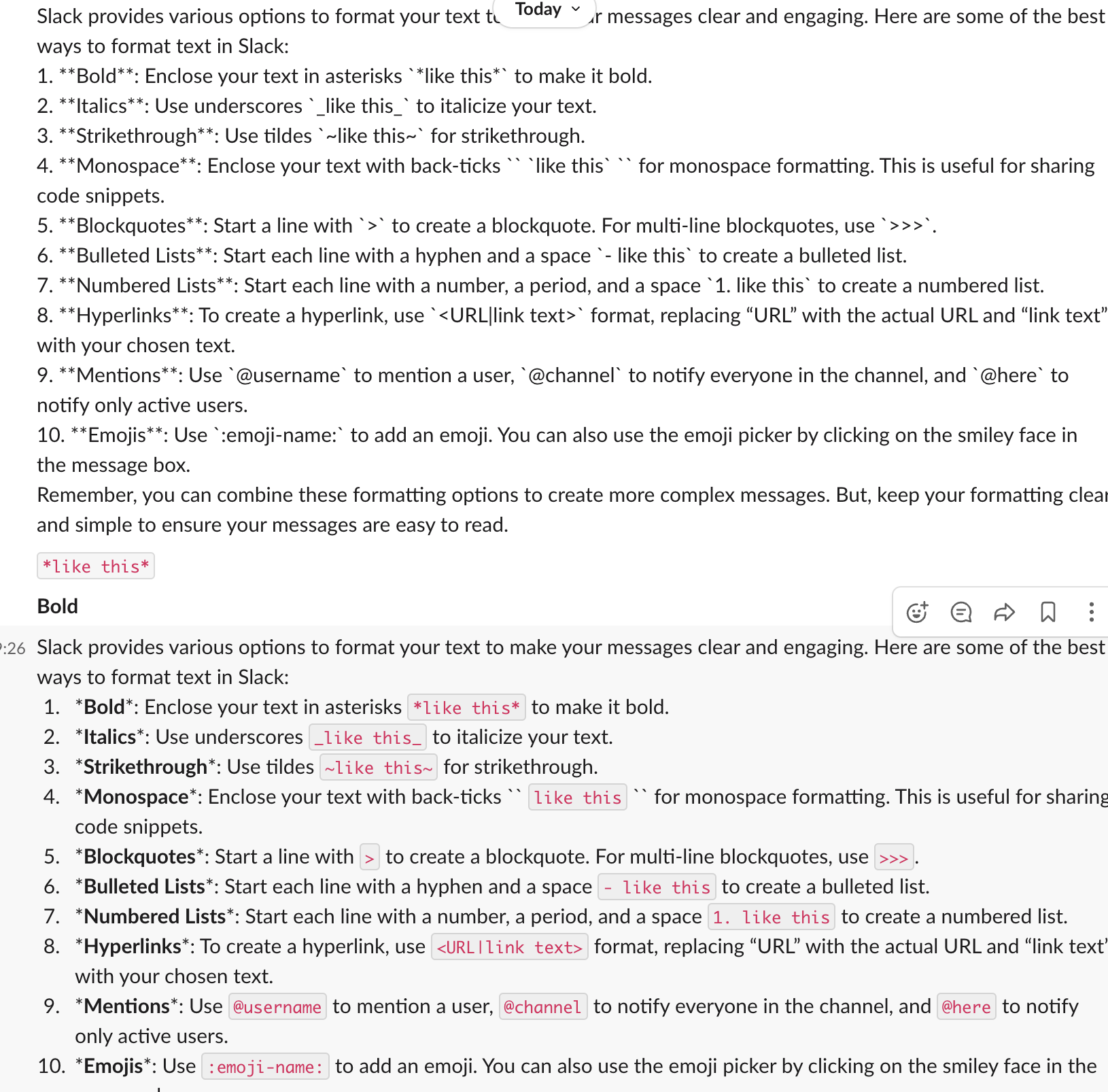 cải thiện định dạng slack
