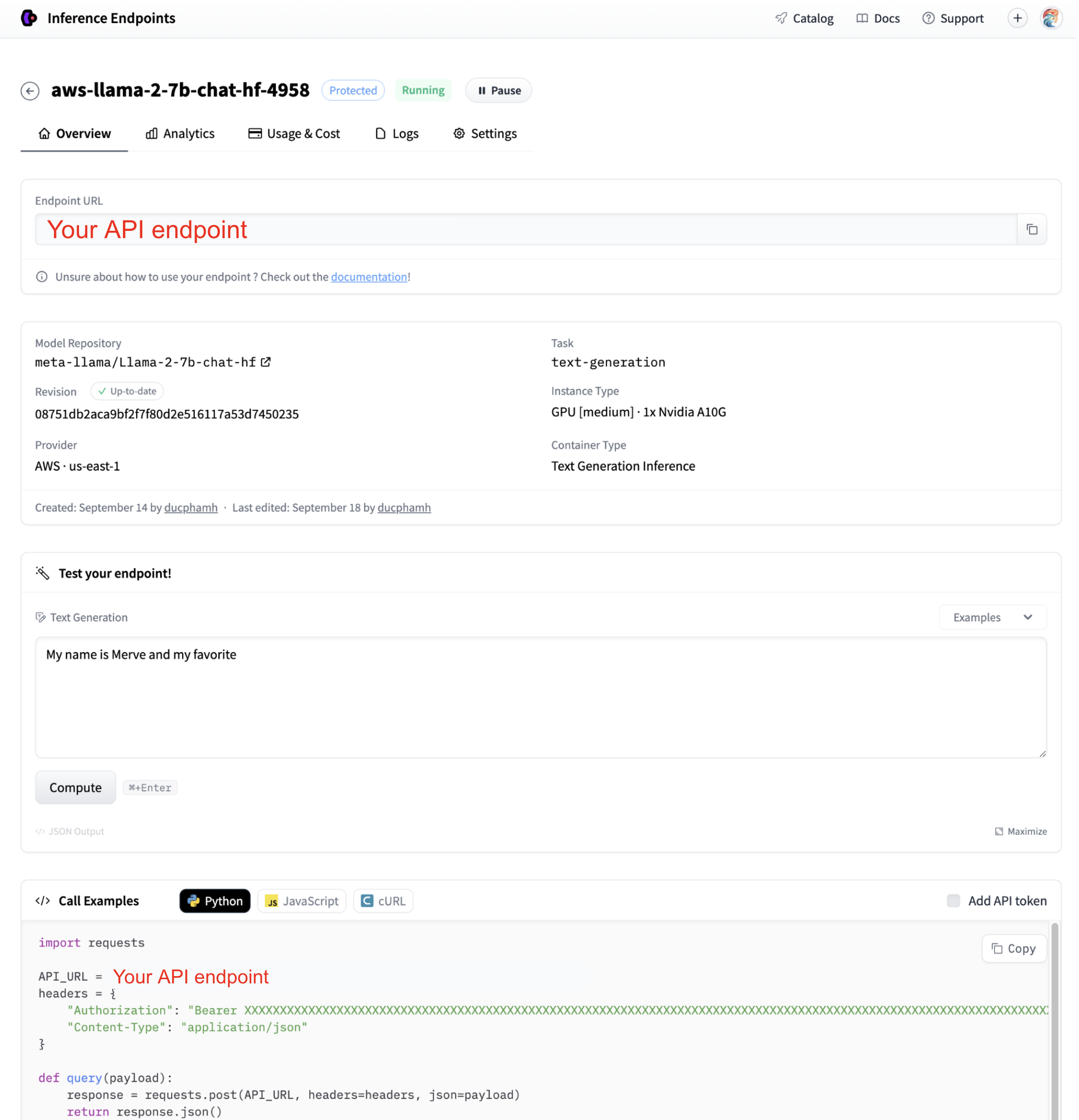 giao diện triển khai huggingface