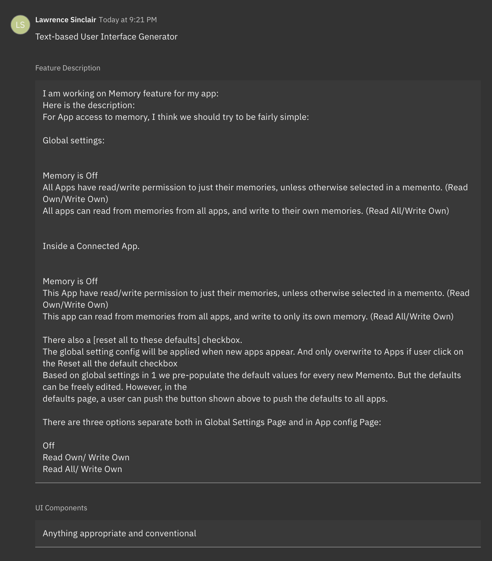 đầu vào mẫu của trình tạo giao diện người dùng dựa trên văn bản