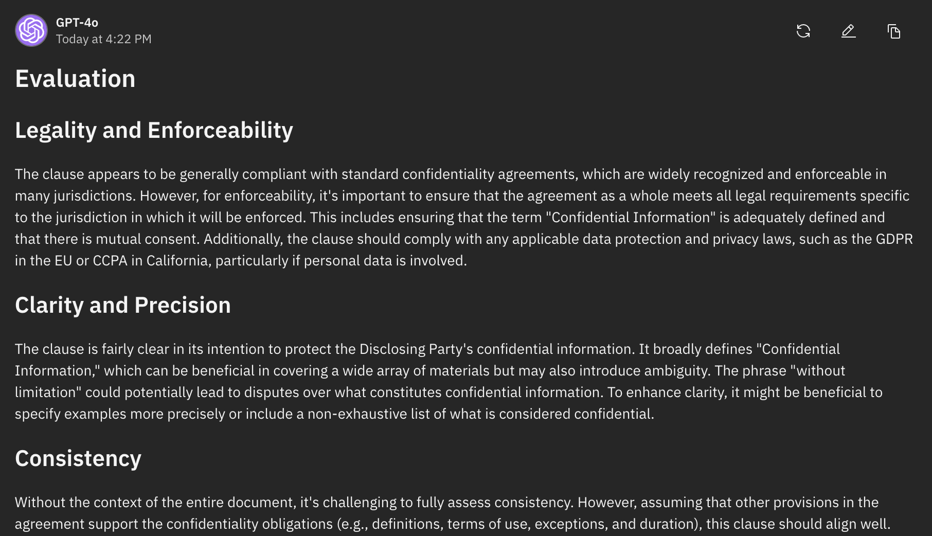 đầu ra xem xét thỏa thuận pháp lý