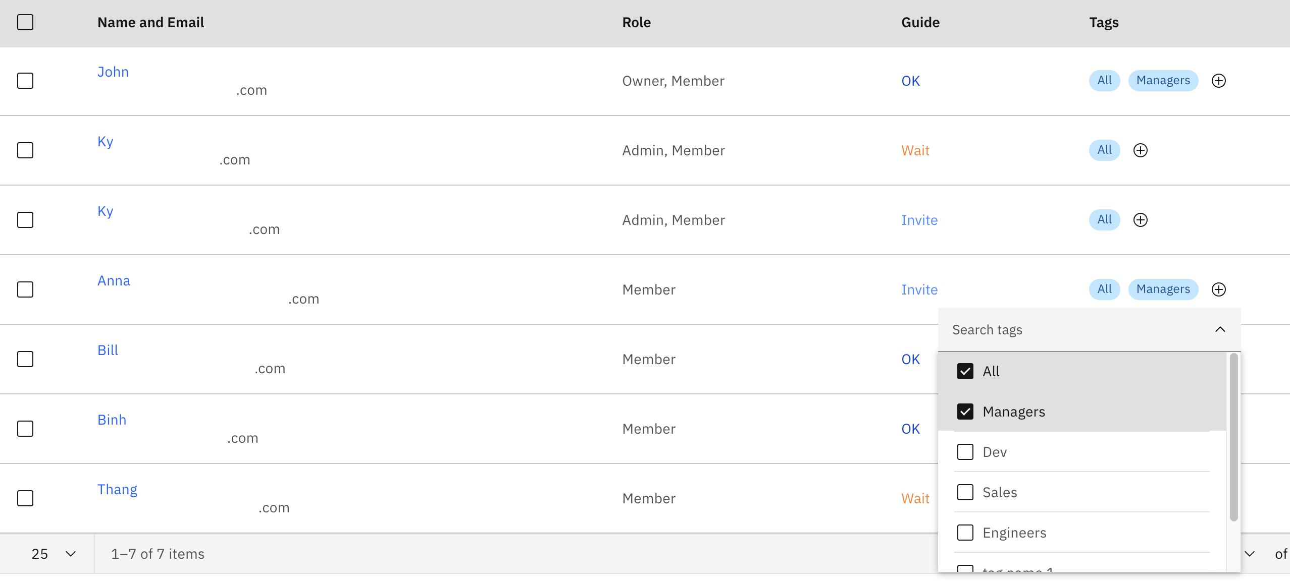 gán thẻ cho các thành viên