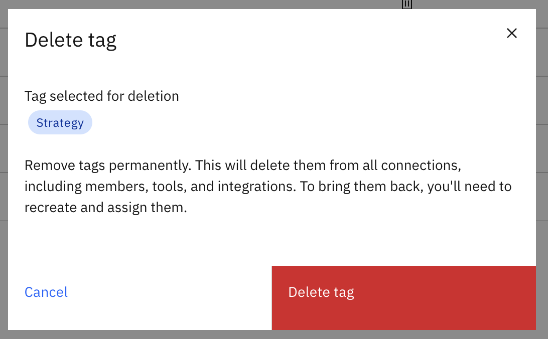 delete tag popup